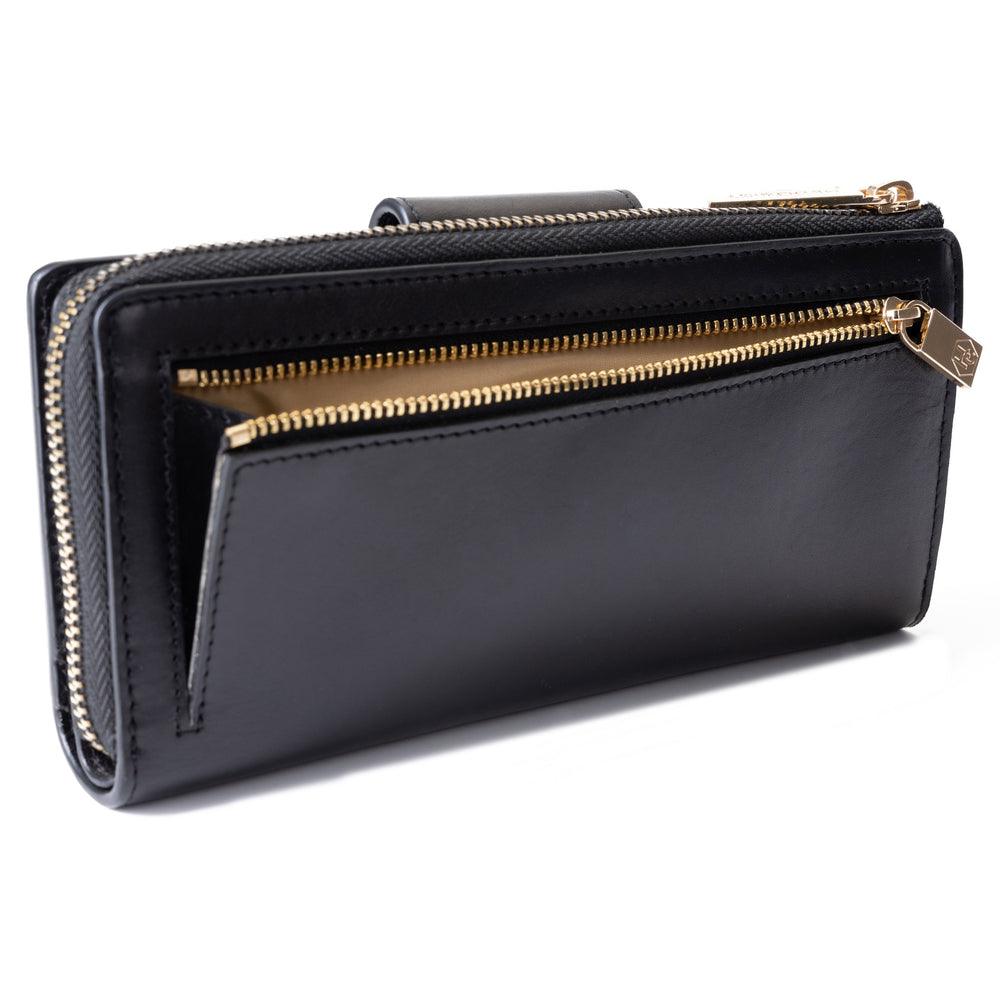 Black leather bifold and traveler wallet gift set by Hedonist Chicago
