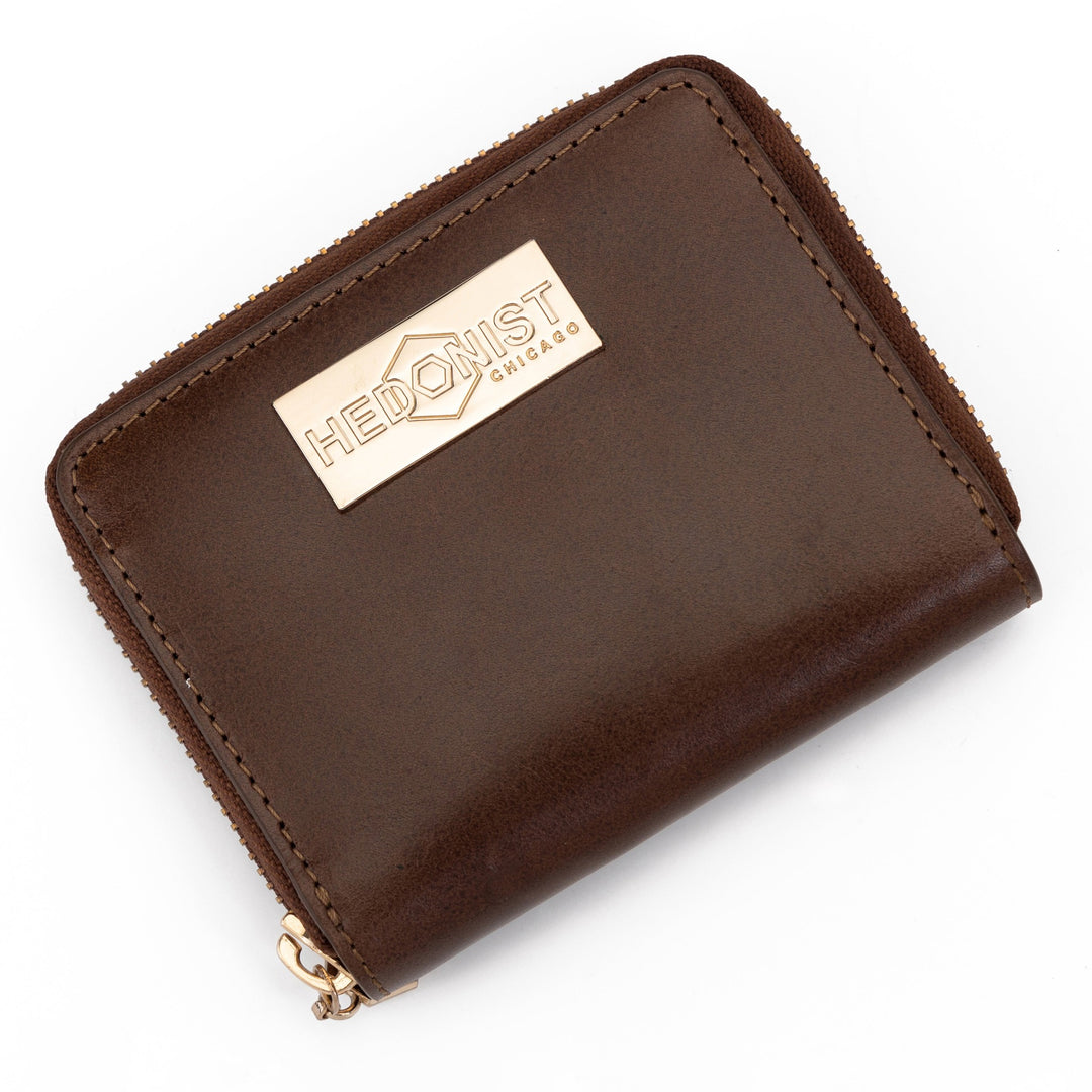 Mini Zip Around Women's Brown Leather Wallet by Hedonist Chicago