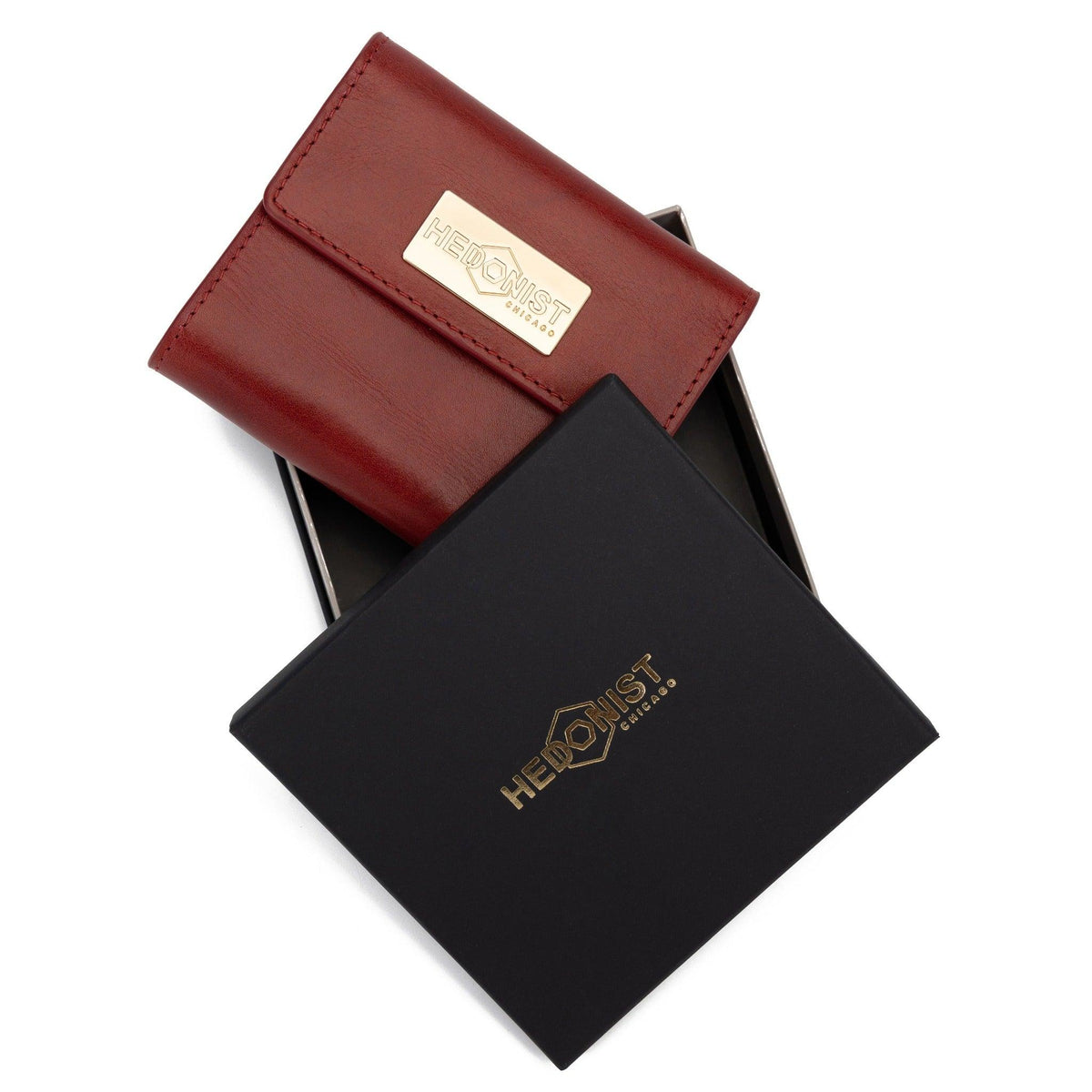 Small Red Leather Wallet for Women from Hedonist Chicago | Packed in Branded Box