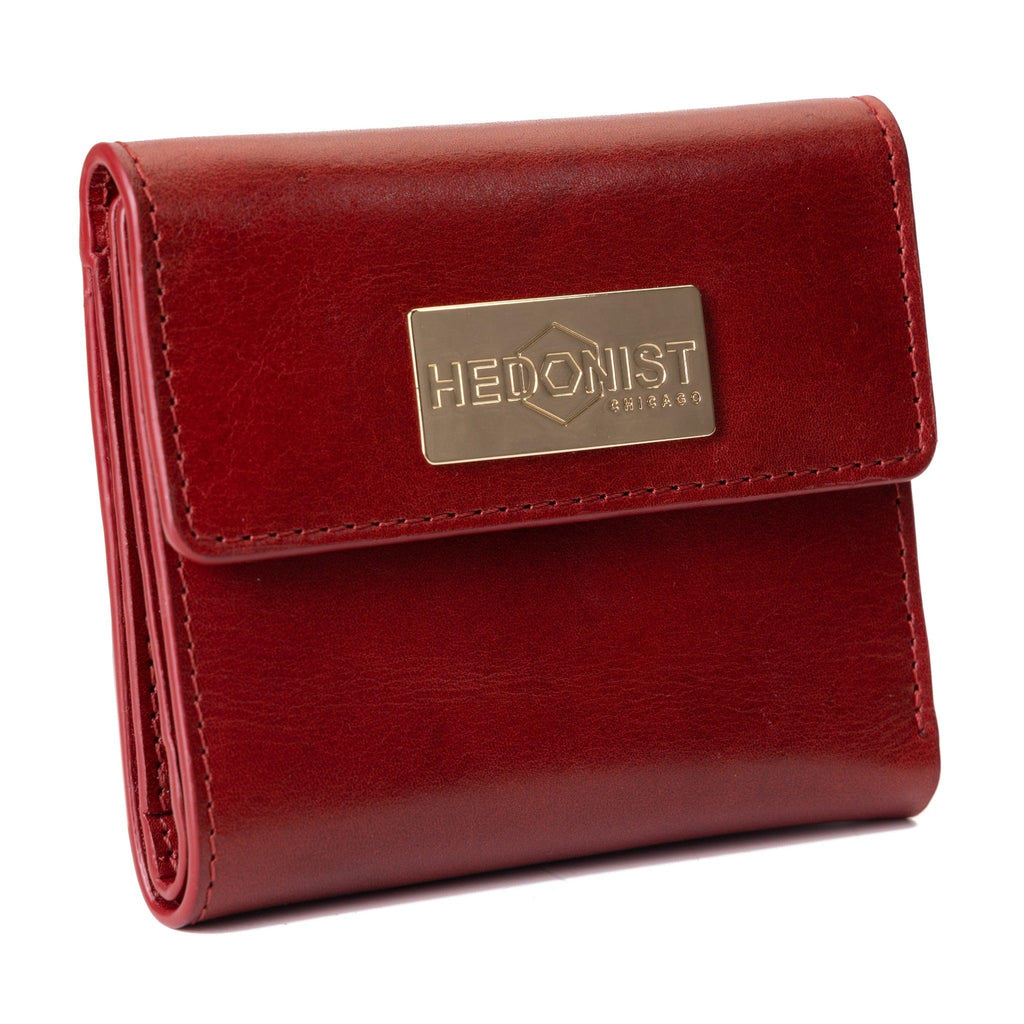 New Sazaby Red Interlaced Leather Mesh Small Bifold Wallet