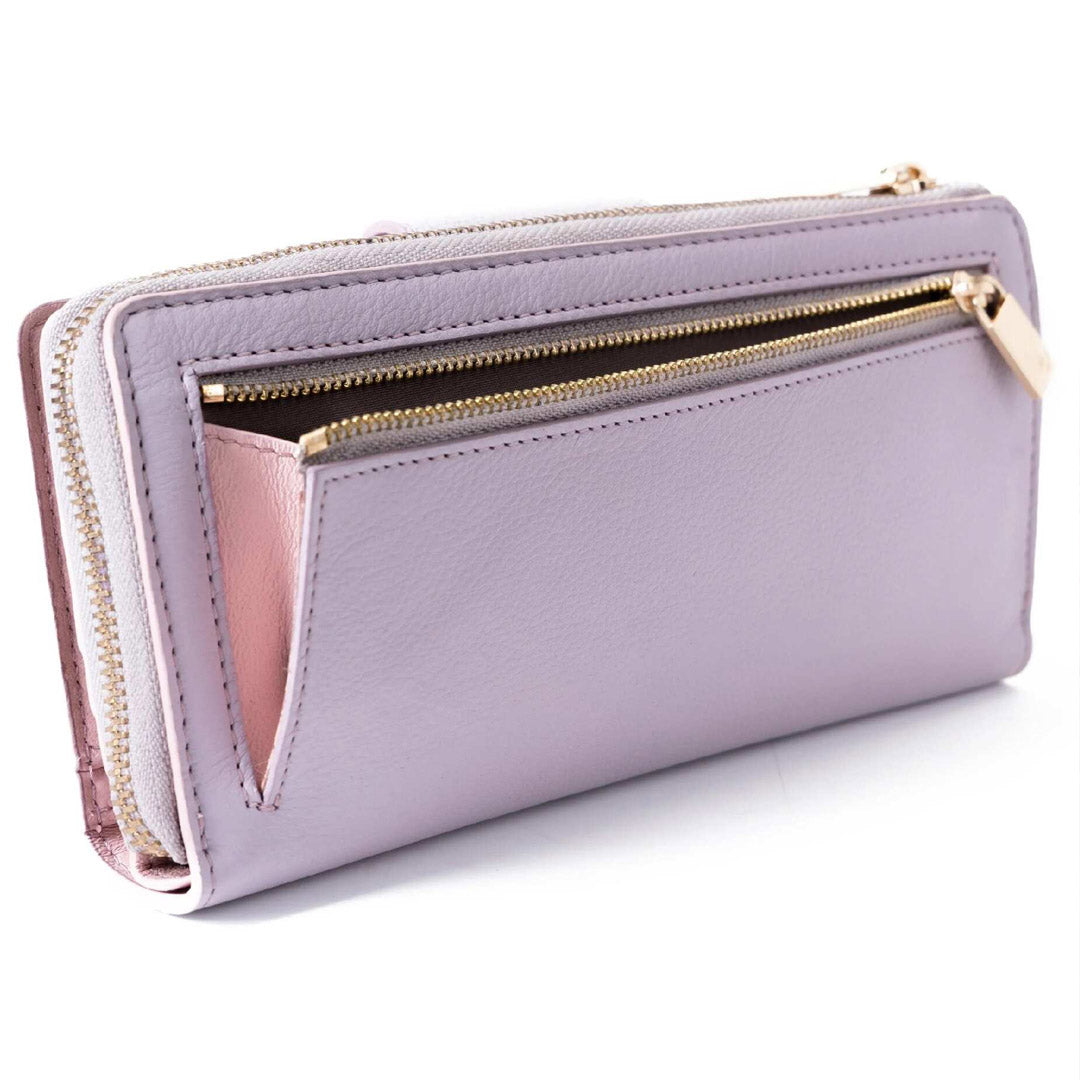 Pink Travel Leather Wallet for Women | Hedonist Chicago | coin zipper