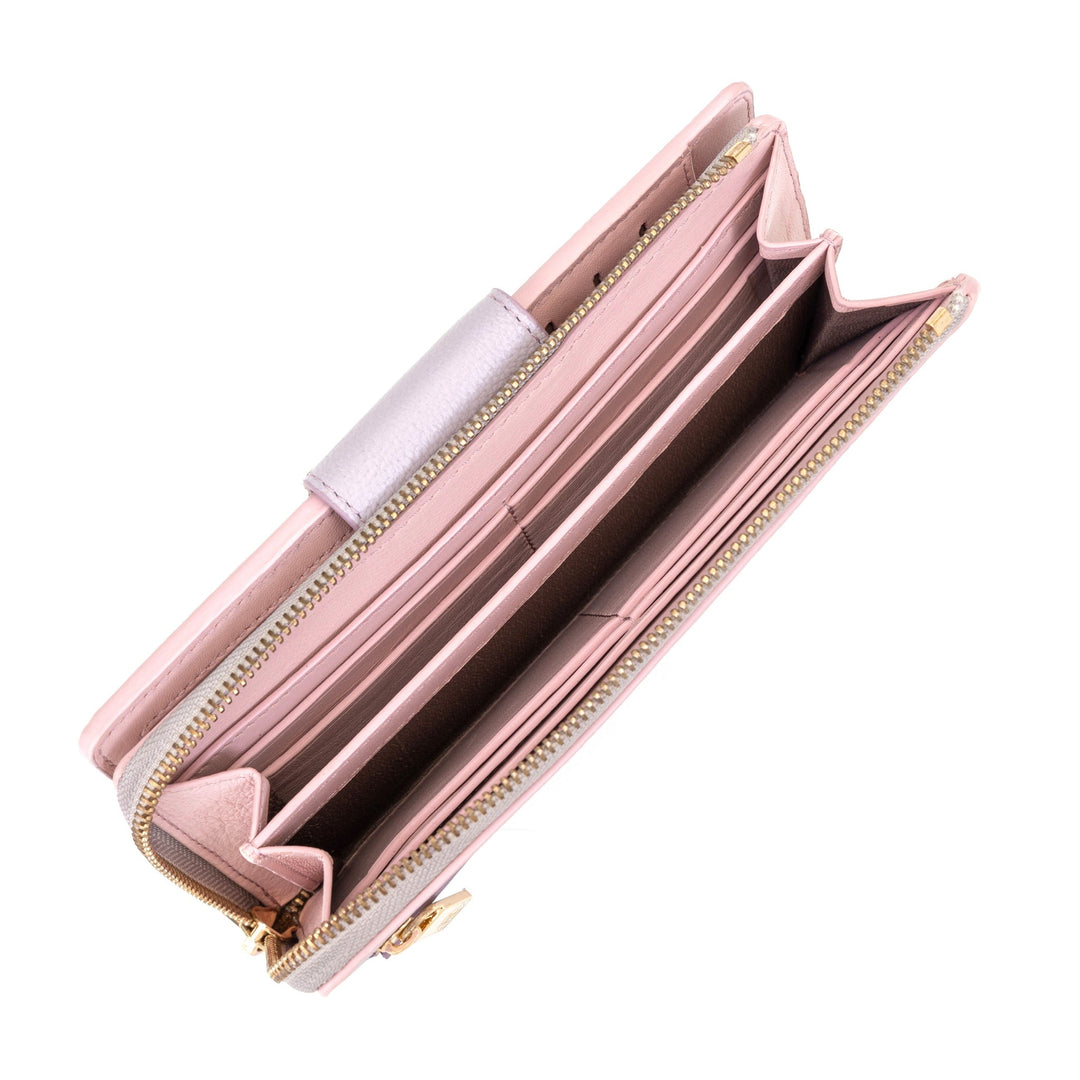 Pink Travel Leather Wallet for Women | Hedonist Chicago |zipper