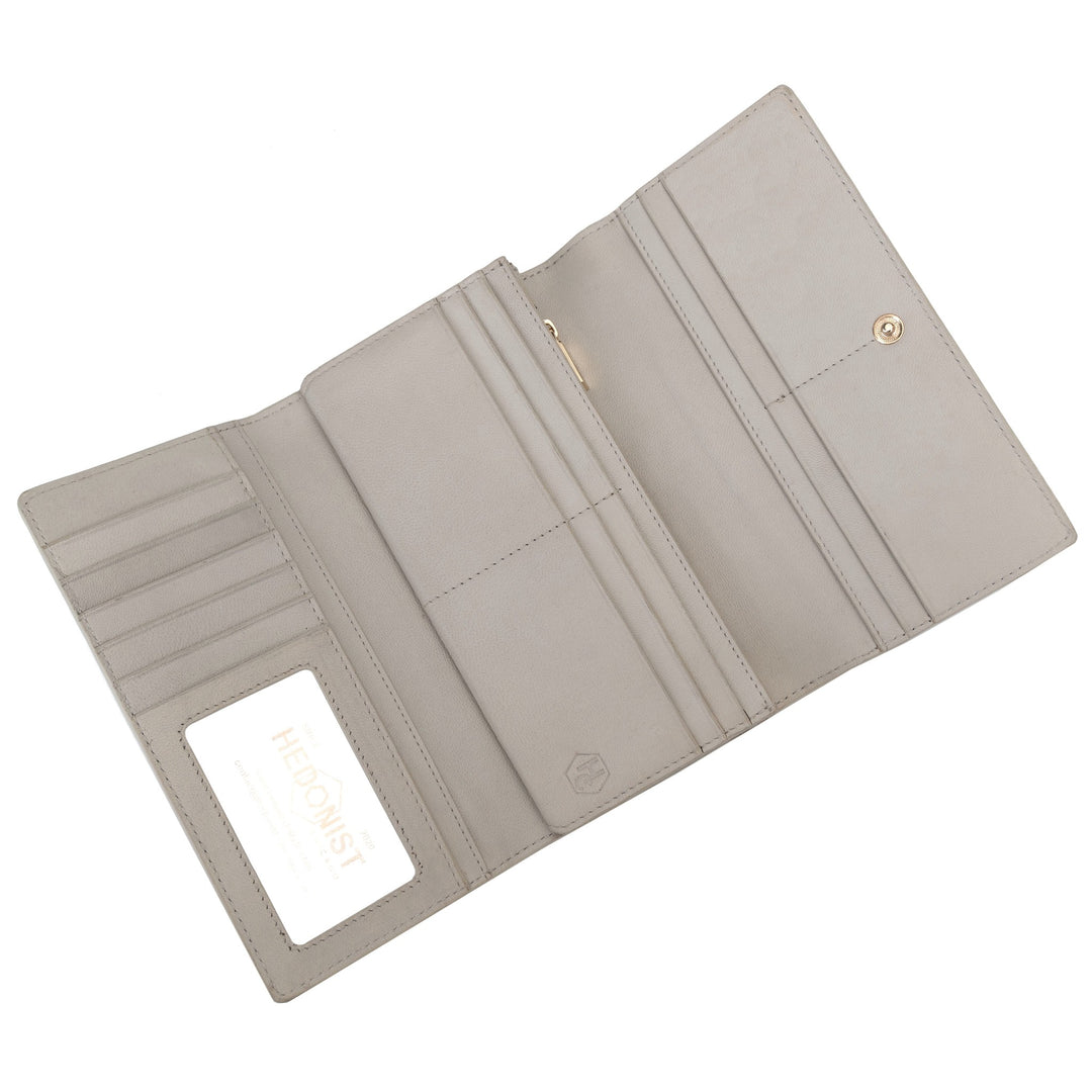 Gray Wallet for Women in Soft Smooth Leather ID Window