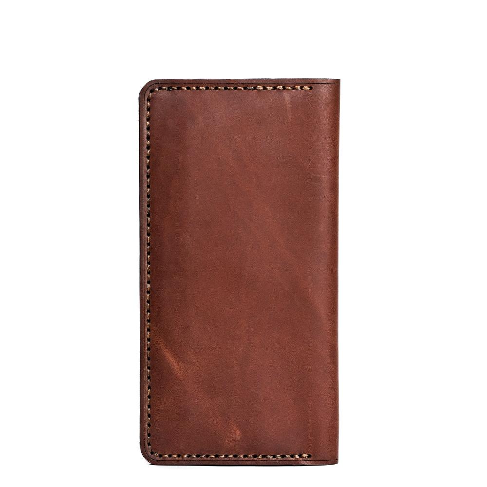 Handmade Long Cardholder 12 Slots Light Mahogany Pull-Up Back | Hedonist Chicago