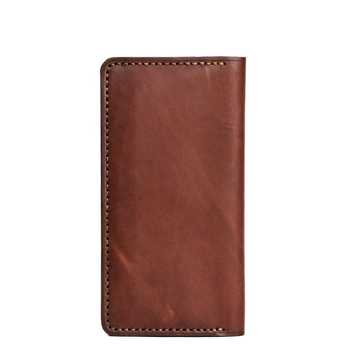 Handmade Long Cardholder 12 Slots Light Mahogany Pull-Up Back | Hedonist Chicago