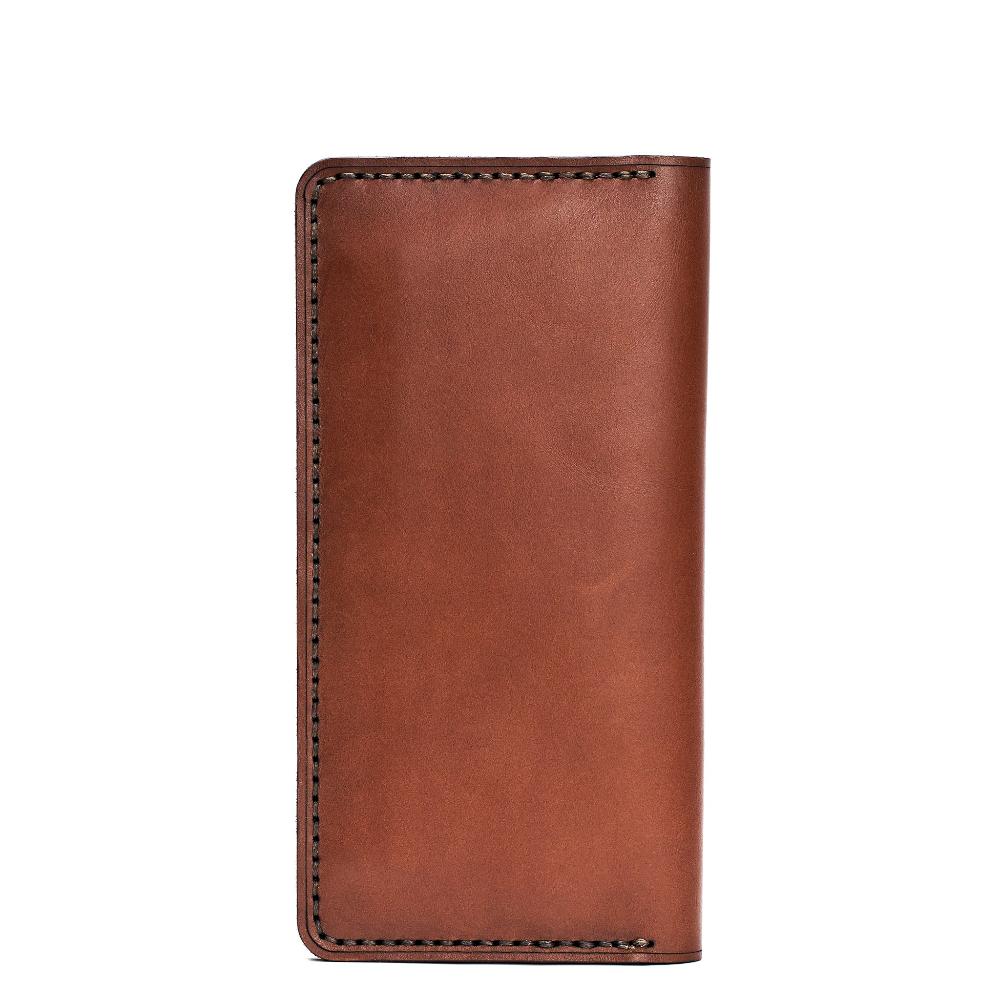 Handmade Long Leather Cardholder 12 Card Slots Light Mahogany Back | Hedonist Chicago