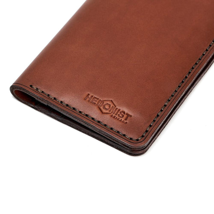 Handmade Long Leather Cardholder 12 Card Slots Light Mahogany Nice | Hedonist Chicago