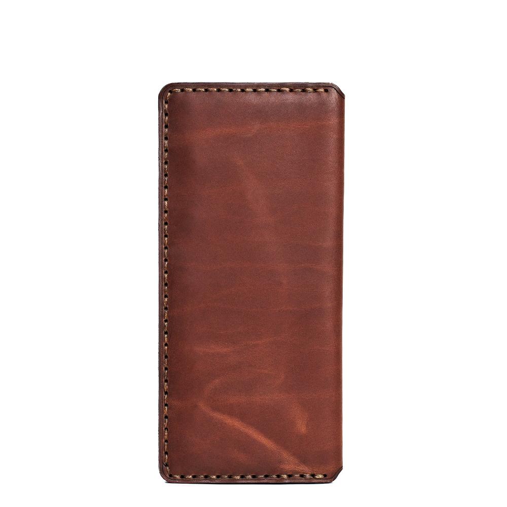 Handmade Long Cardholder 8 Slots Light Mahogany Pull-Up Back | Hedonist Chicago