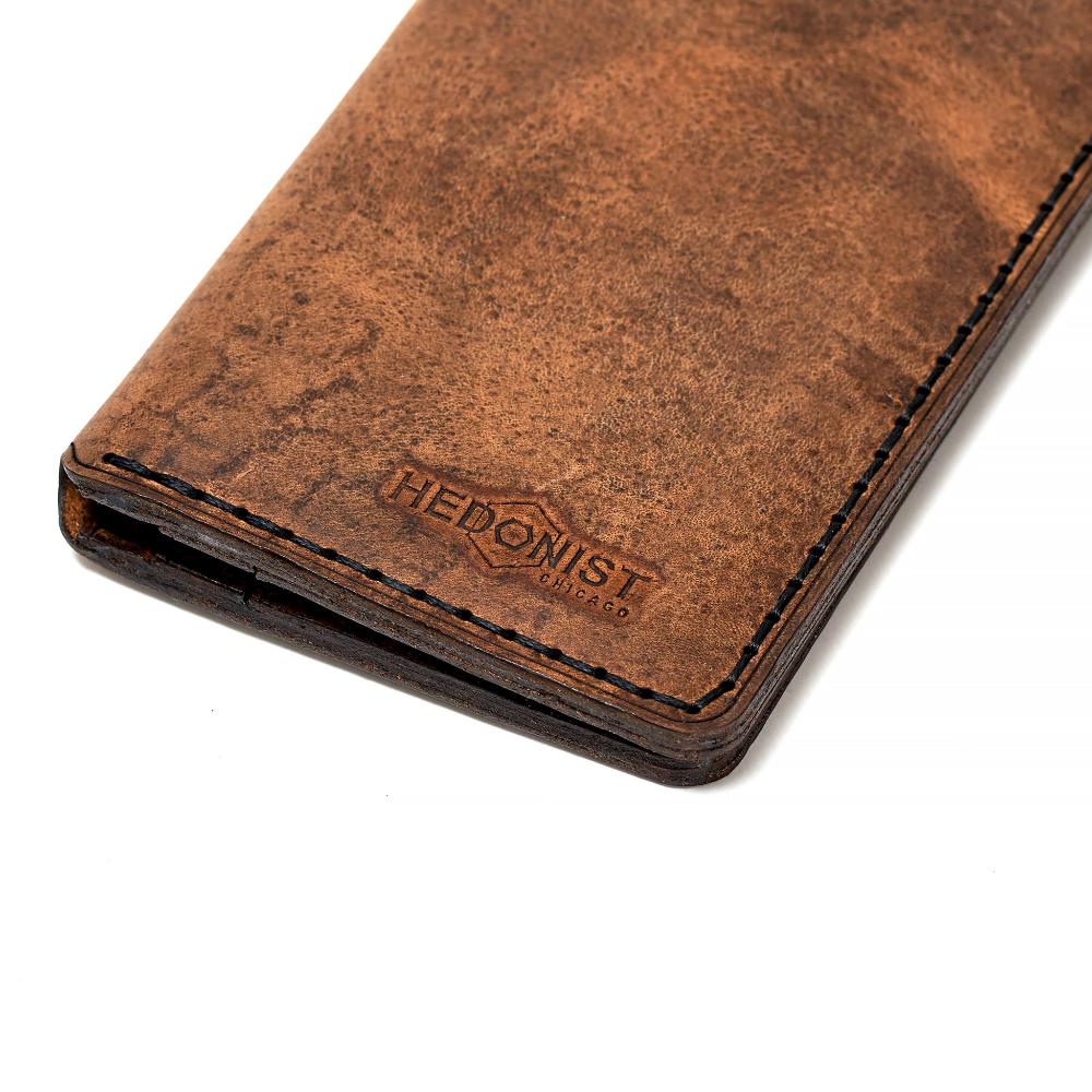 Handmade Long Leather Cardholder 8 Card Slots Tan Pull-Up Nice | Hedonist Chicago