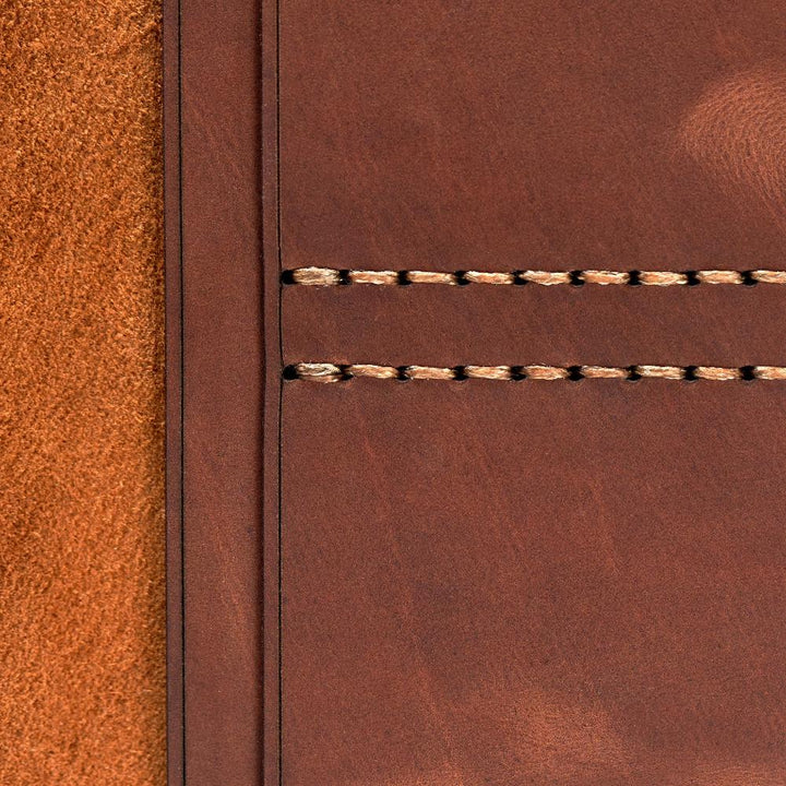 Handmade Leather Passport Case Light Mahogany Pull-Up Close | Hedonist Chicago