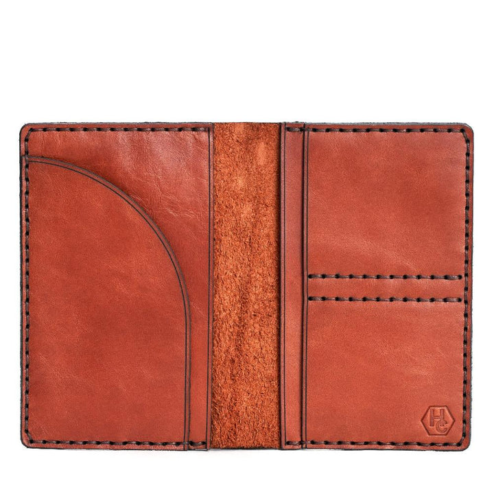 Handmade Leather Passport Case Red Brick Open | Hedonist Chicago