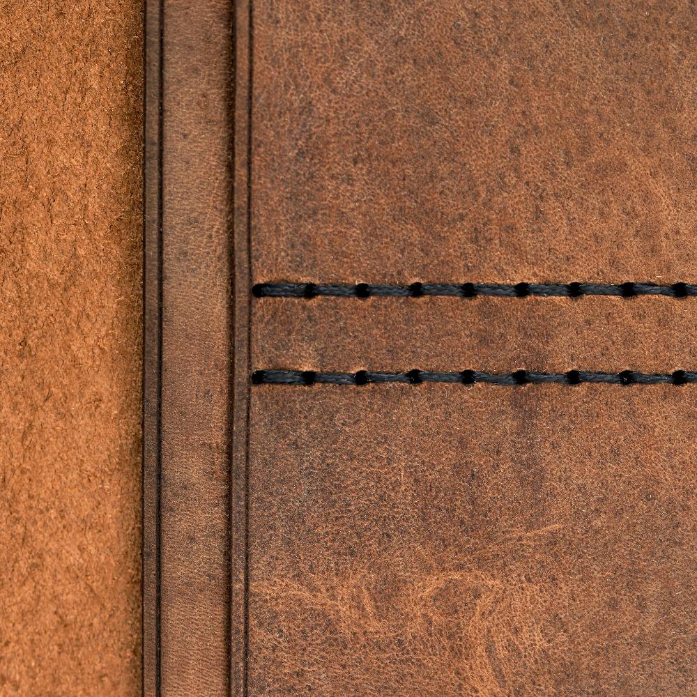 Handmade Leather Passport Case Tan Pull-Up Close | Hedonist Chicago