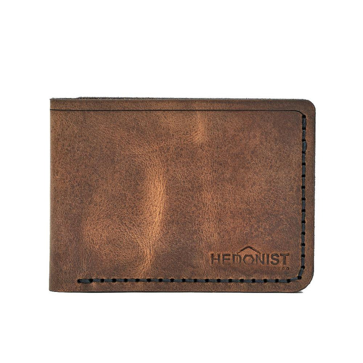 Handmade Men's Leather Wallet 4 Card Slots Tan Pull-Up | Hedonist Chicago