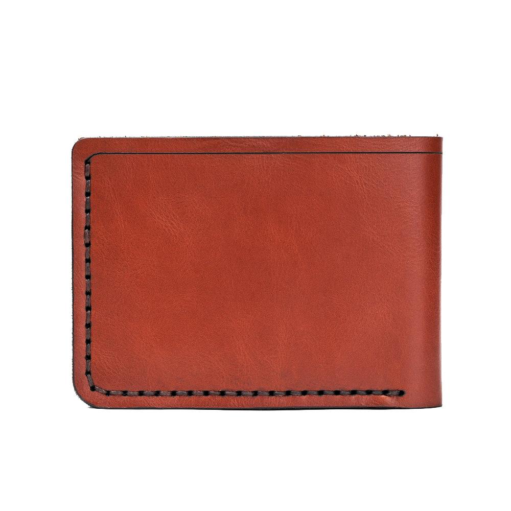 Handmade Men's Leather Wallet 4 Card Slots Red Brick Back | Hedonist Chicago