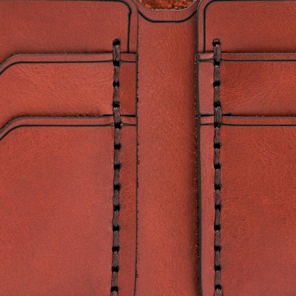 Handmade Men's Leather Wallet 4 Card Slots Red Brick Close | Hedonist Chicago