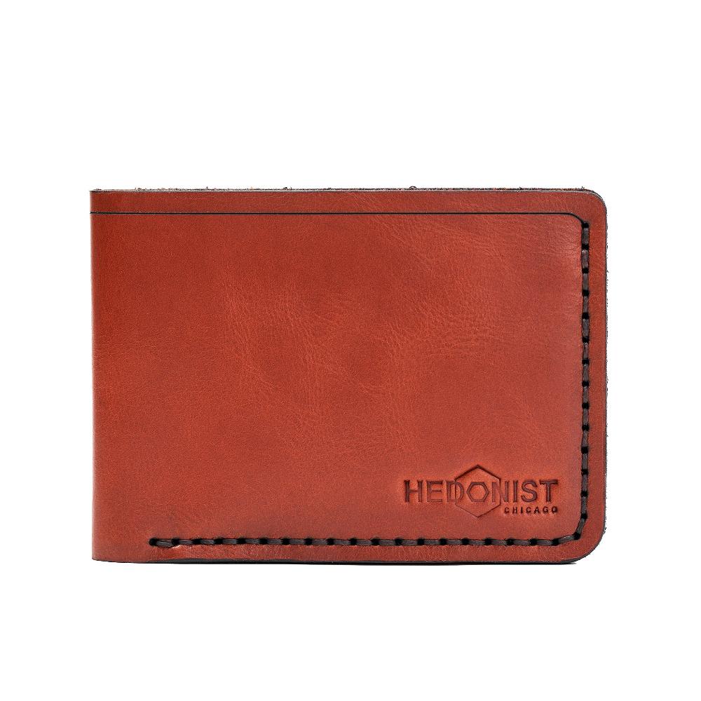 Handmade Men's Leather Wallet 4 Card Slots Red Brick | Hedonist Chicago