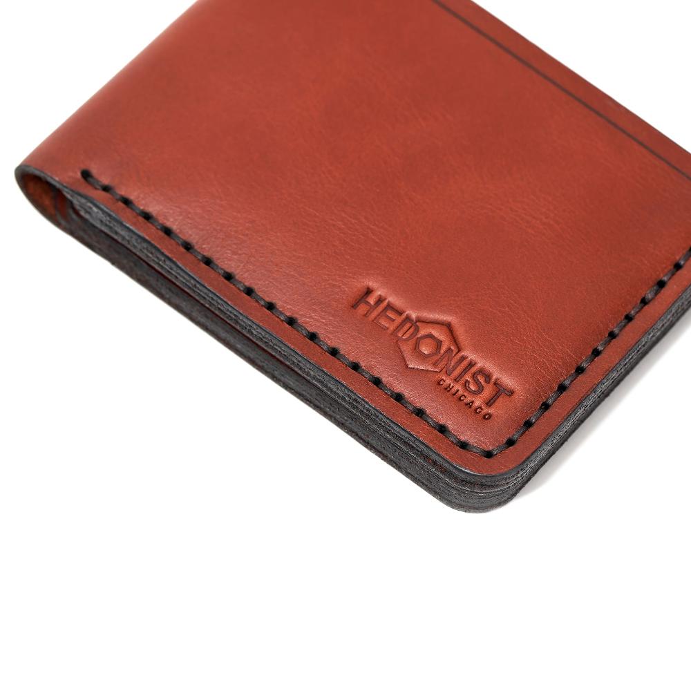 Handmade Men's Leather Wallet 4 Card Slots Red Brick Nice | Hedonist Chicago