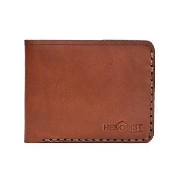 Handmade Men's Leather Wallet 6 Card Slots Medium - Brown