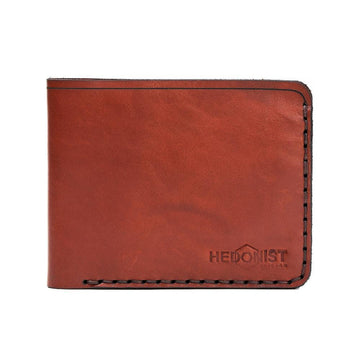 Handmade Men's Leather Wallet 6 Card Slots Red Brick