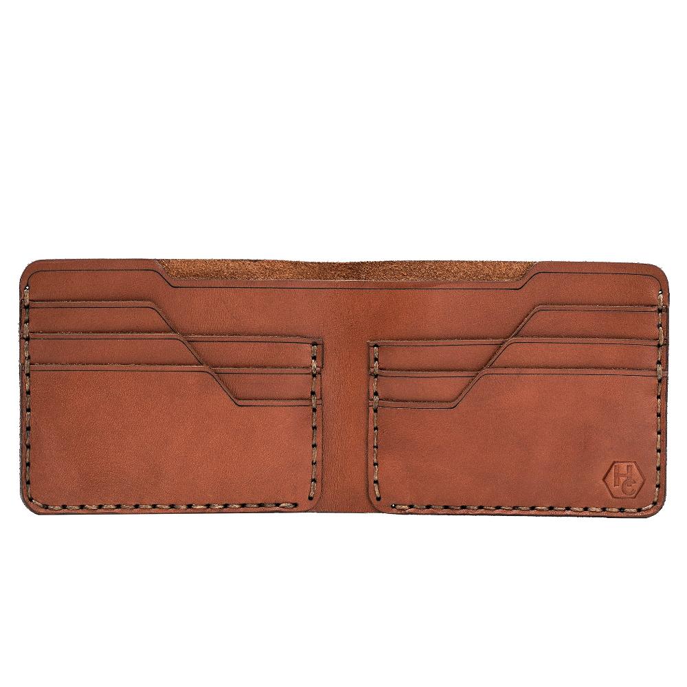 Handmade Men's Leather Wallet 6 Card Slots Whisky Open | Hedonist Chicago