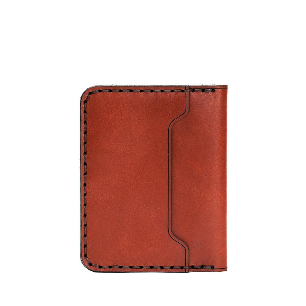 Handmade Leather Men's Wallet ID Slot & 4 Cards Red Brick Back | Hedonist Chicago