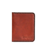 Handmade Leather Men's Wallet ID Slot & 4 Cards Red Brick