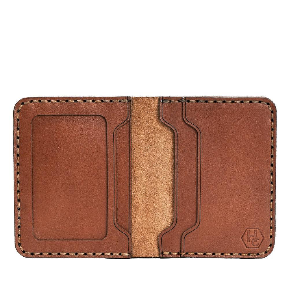 Handmade Men's Leather Wallet ID Slot & 4 Card Slots Whisky Open | Hedonist Chicago