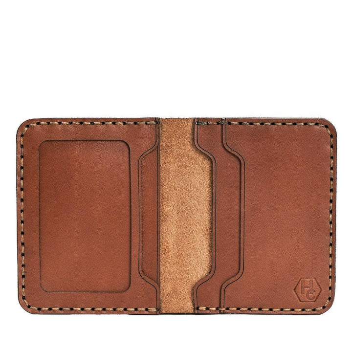 Handmade Men's Leather Wallet ID Slot & 4 Card Slots Whisky Open | Hedonist Chicago