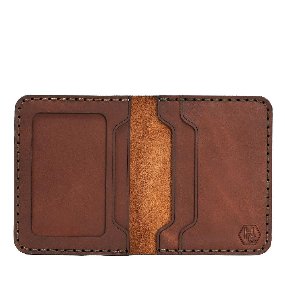 Handmade Men's Wallet ID Slot 4 Card Slots Whisky Pull-Up Open | Hedonist Chicago