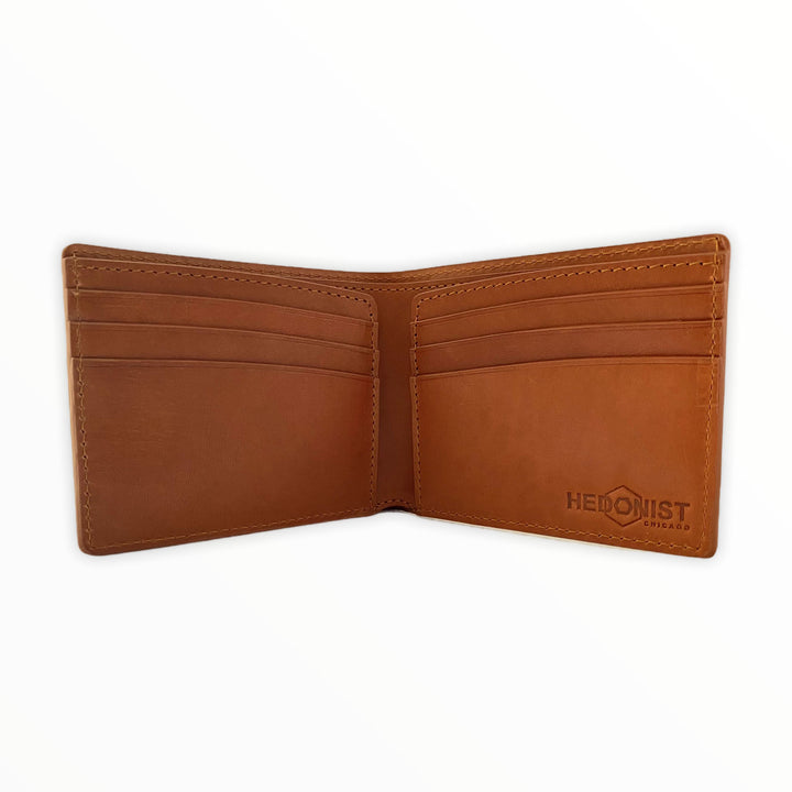 Classic Bifold Wallet in Light Brown Leather 6 cards slots