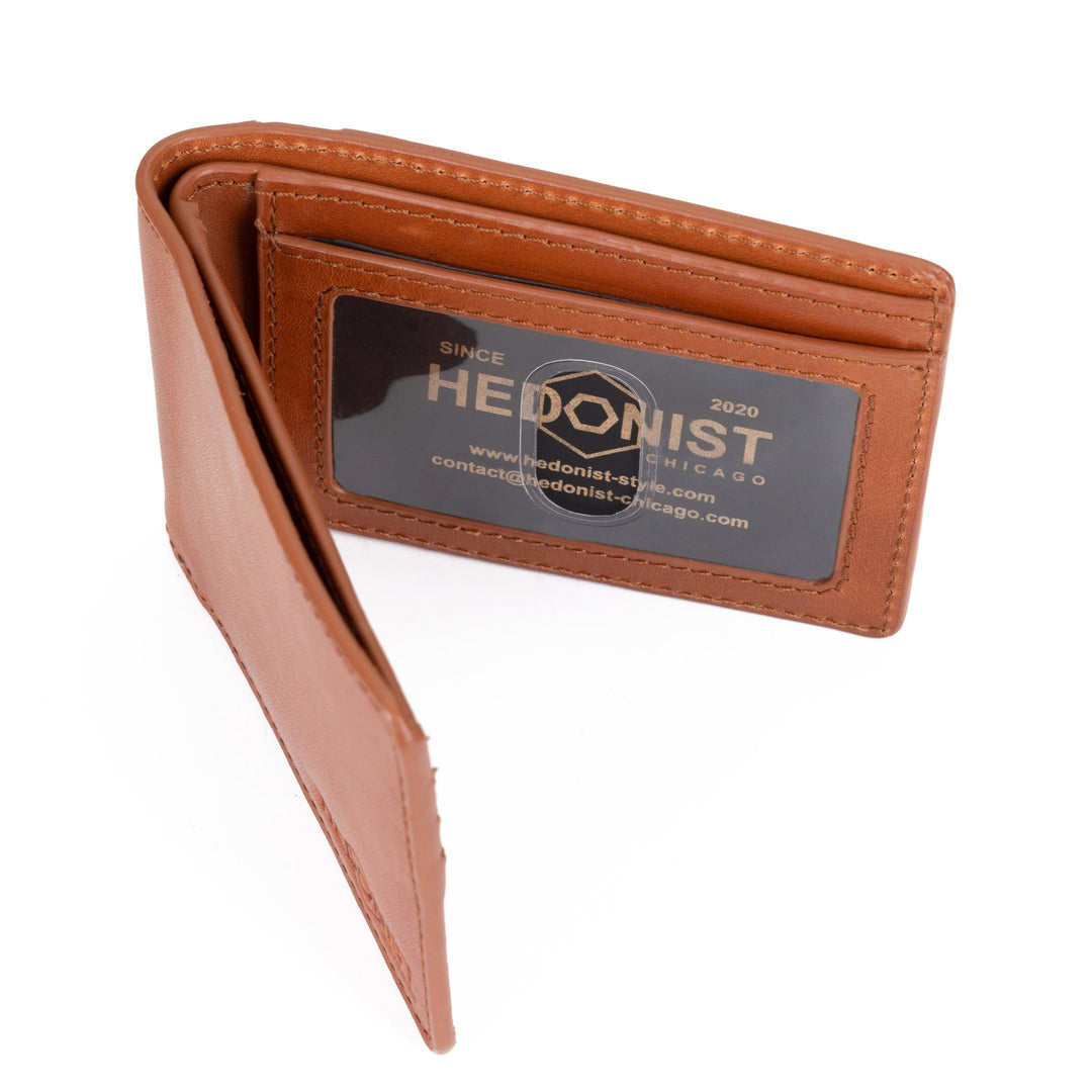 Men's Billfold Brown Leather Slim Wallet by Hedonist Chicago - ID wallet