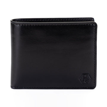 Men's Black Leather Wallet - Classic Bifold with RFID Protection