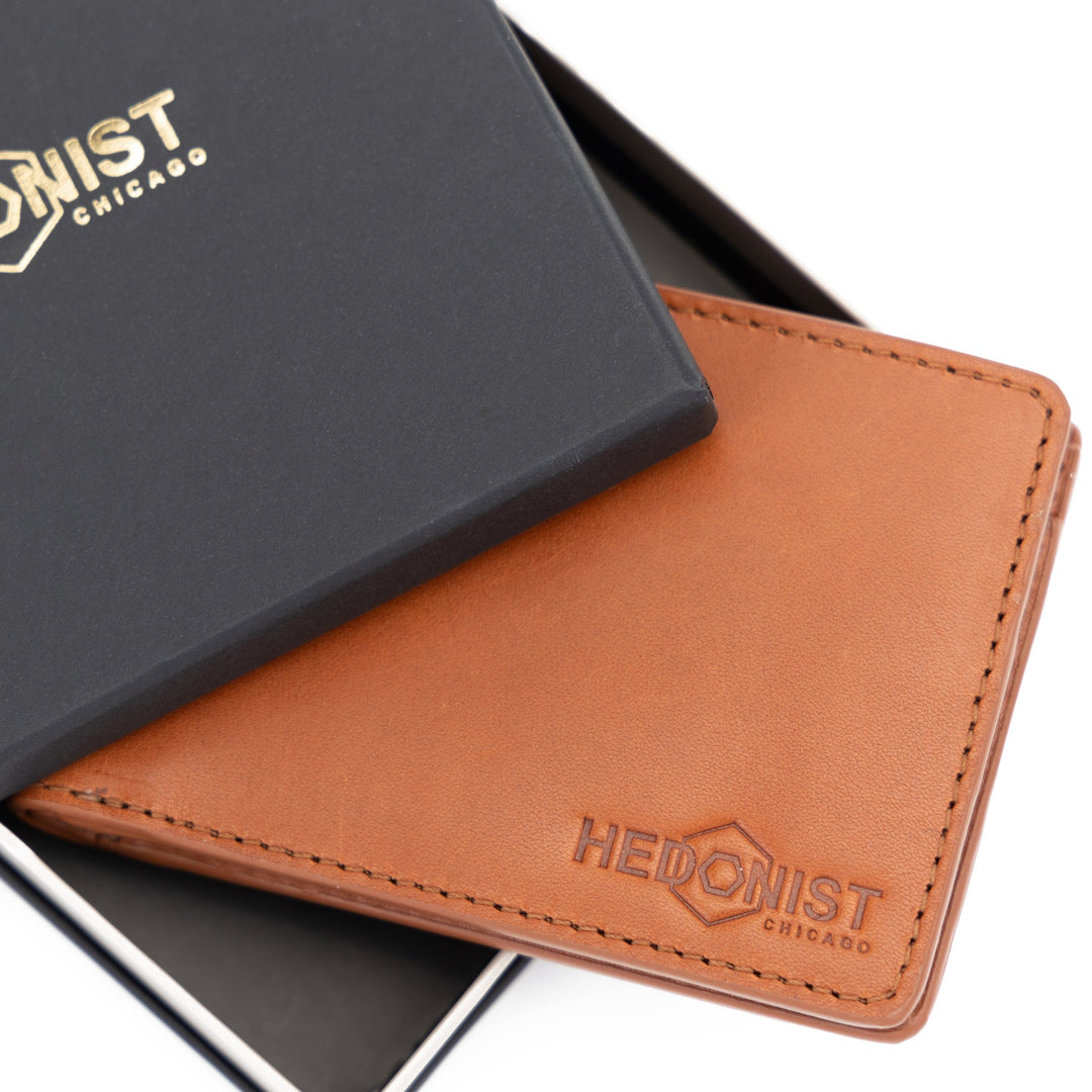 Men's Slim Brown Leather Wallet with ID Slot - perfect gift for man