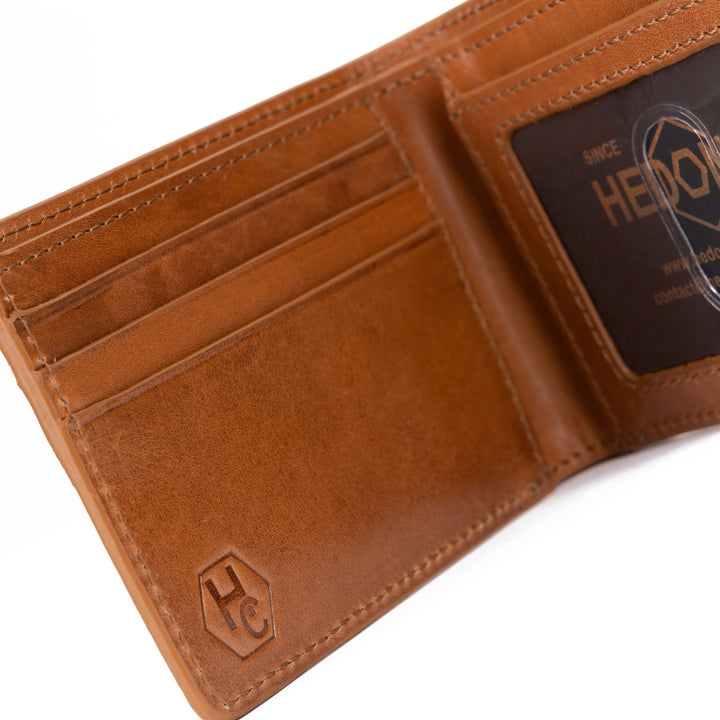 Men's Slim Brown Leather Wallet with ID Slot - Premium Leather