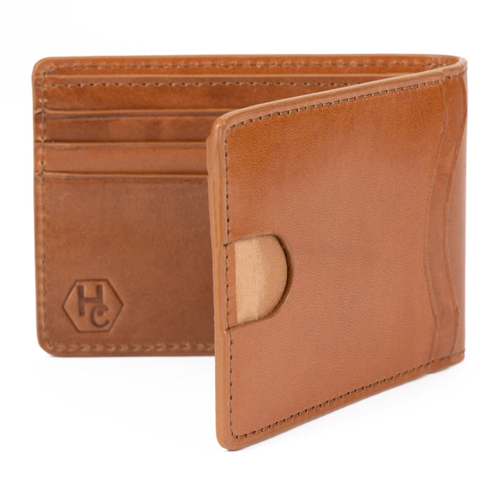 Men's Slim Brown Leather Wallet with ID Slot from Hedonist Chicago