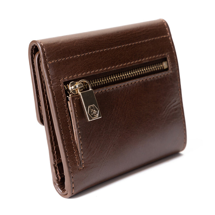 Women's Brown Small Wallet in Smooth Leather from Hedonist Chicago | Coin Compartment