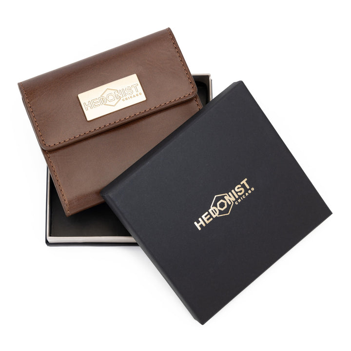 Women's Brown Small Wallet in Smooth Leather from Hedonist Chicago | Gift for Women