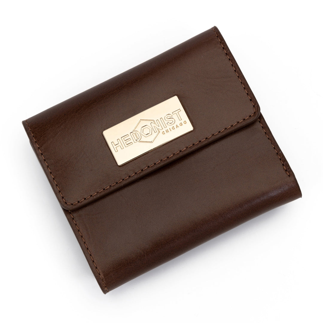 Women's Brown Small Wallet in Smooth Leather from Hedonist Chicago Snap