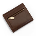 Women's Brown Small Wallet in Smooth Leather from Hedonist Chicago | Zippered Coin Pocket