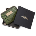 Green Women's Mini Zip Wallet in Croc-Embossed Leather from Hedonist Chicago - best gift choice