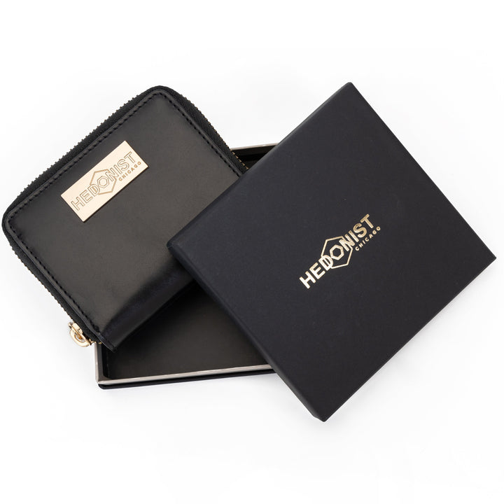 Zip Around Small Black Leather Wallet for Women from Hedonist Chicago - ideal gift for women