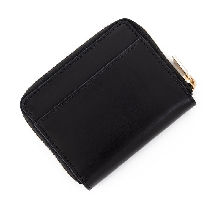 Zip Around Small Black Leather Wallet for Women from Hedonist Chicago - Slip Back Pocket