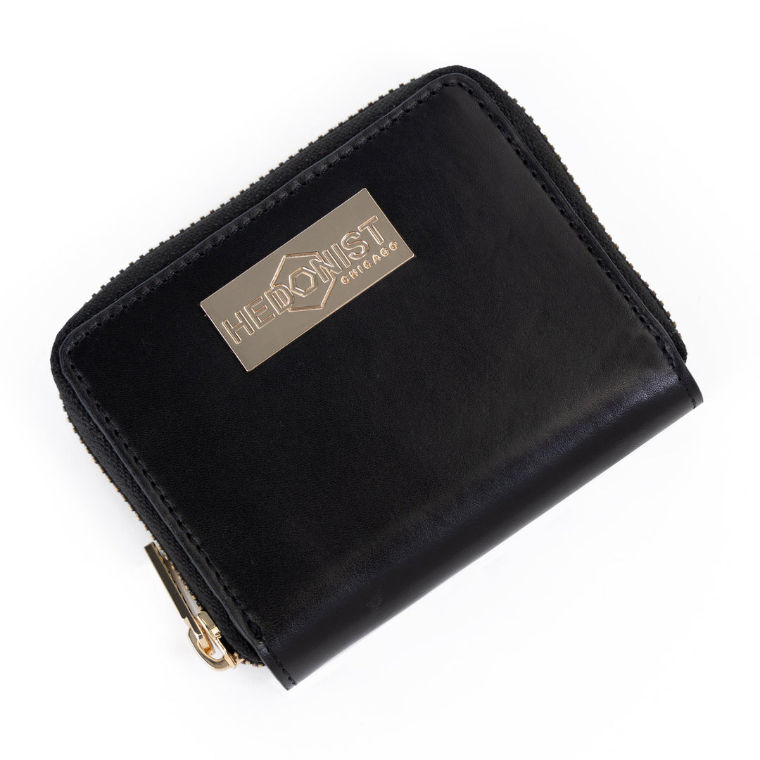 Zip Around Small Black Leather Wallet for Women from Hedonist Chicago