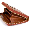 Mini Zip Wallet in Brown Croc-Embossed Leather for Women by Hedonist Chicago - Very Cute Wallet