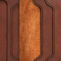 Handmade whisky pull-up leather bifold wallet, close-up of leather texture and stitching