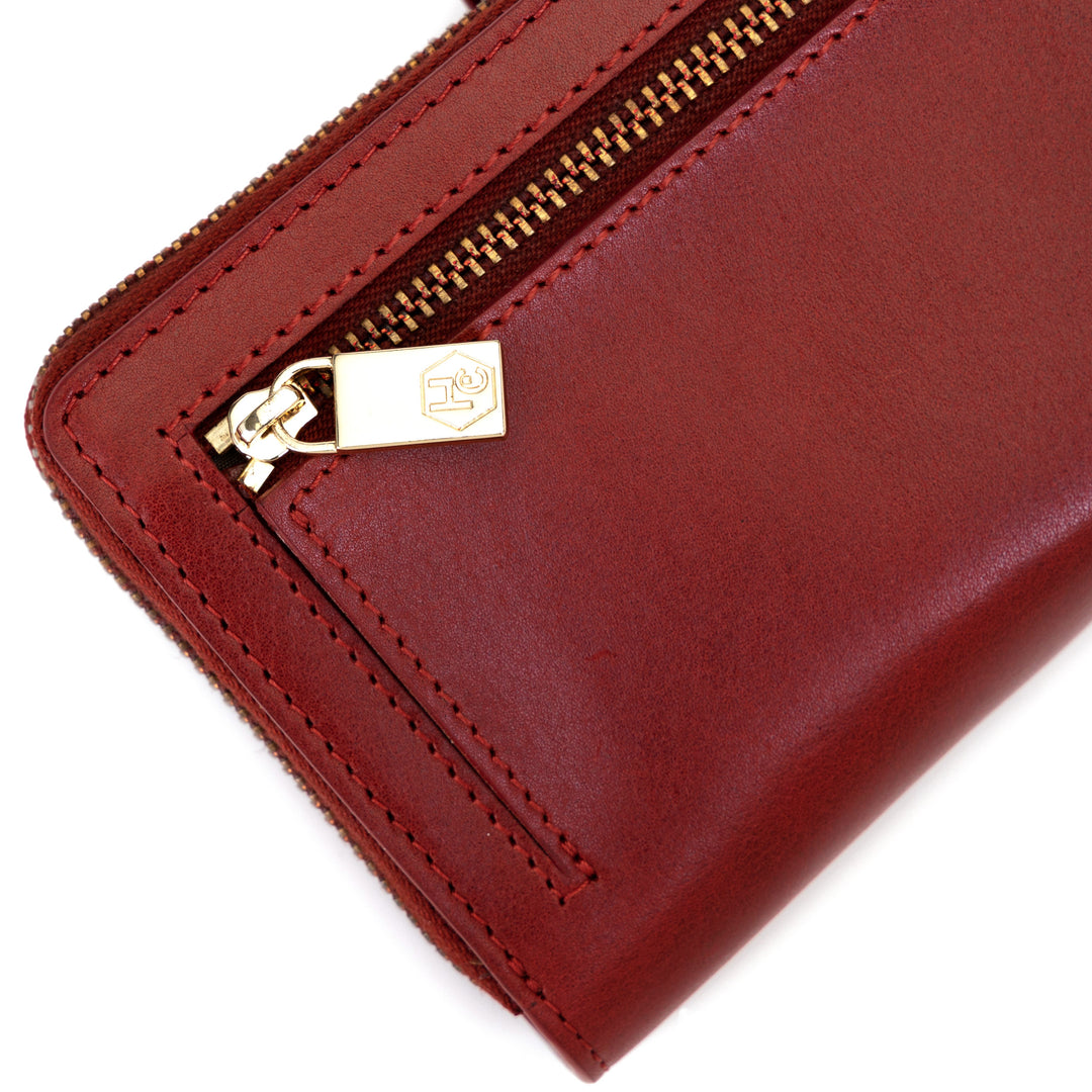 Long Red Leather Wallet for Women | Hedonist Chicago | back view