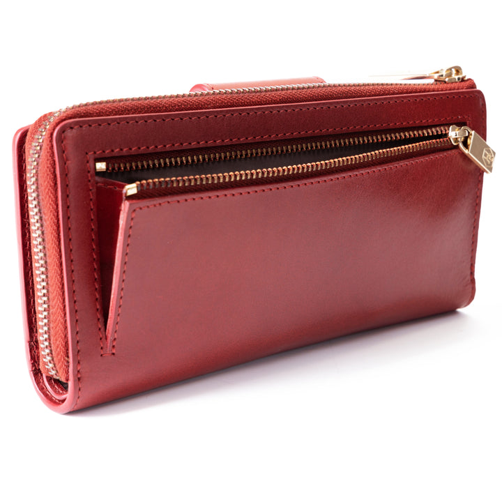 Long Red Leather Wallet for Women | Hedonist Chicago | coin zipper