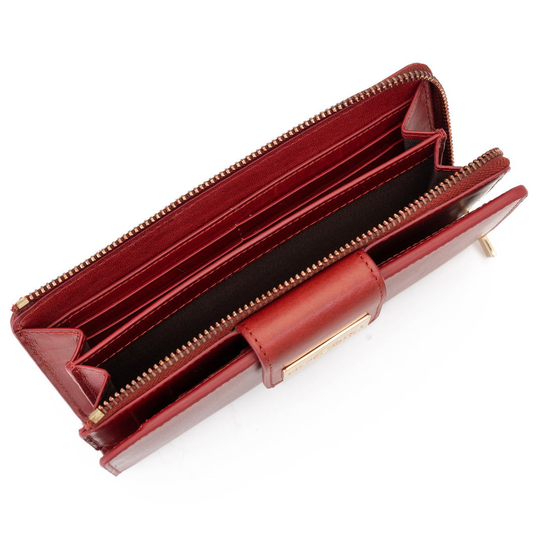 Long Red Leather Wallet for Women | Hedonist Chicago |zipper