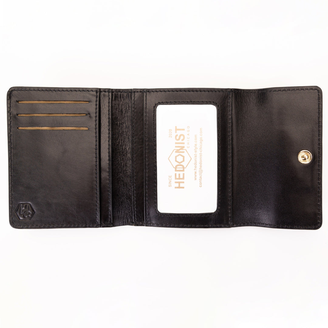 Women's Small Black Wallet in Smooth Leather by Hedonst Chicago | ID Window