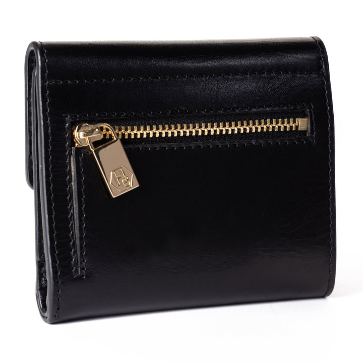 Women's Small Black Wallet in Smooth Leather by Hedonst Chicago | Coin Pocket